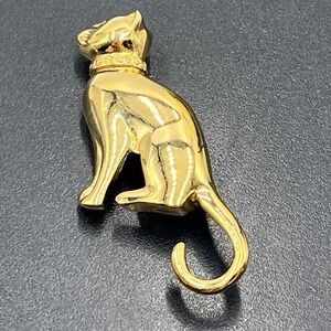 Vintage Givenchy Paris-New York Gold Tone Feline Cat Brooch Collar Signed 4G